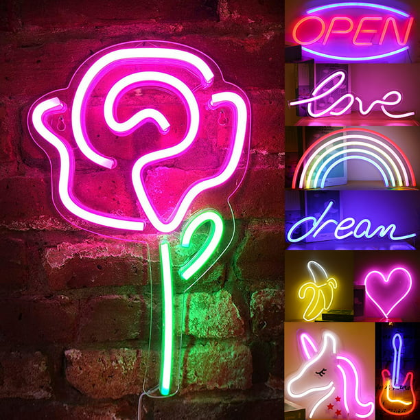LED Neon Light Transparent Panel Neon Sign USB Powered Wall Decor for Bar Decoration 